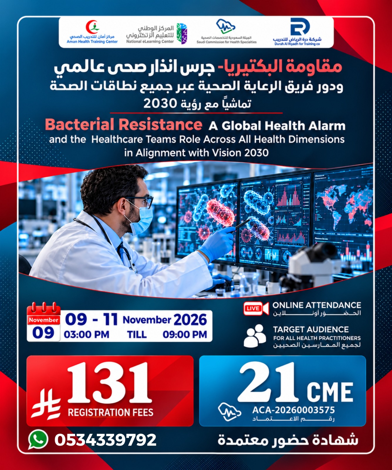 مقاومة البكتيريا- جرس انذار صحى عالمي ودور فريق الرعاية الصحية عبر جميع نطاقات الصحة تماشياً مع رؤية 2030